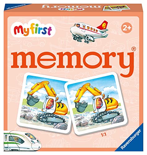 Ravensburger - 20878 – My First Memory® vehículos, Juego de Memoria y búsqueda con Tarjetas de Imagen Extra Grandes para niños a Partir de 2 años