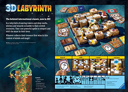 Ravensburger 3D Labyrinth - Moving Maze Family Board Game for Kids & Adults Age 7 Years Up - 2 to 4 Players