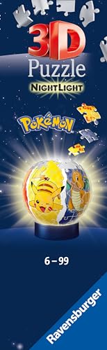 Ravensburger - 3D Puzzle Nightlamp Pokemon, Puzzle Ball con Luces, 72 Piezas, 6+ Años