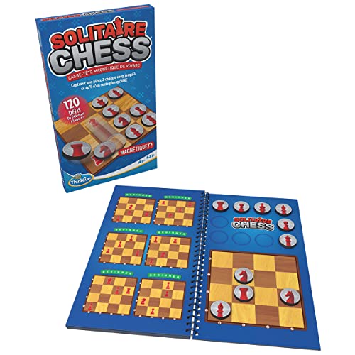 Ravensburger - Juego de lógica magnética - Thinkfun - Solitaire Chess - 120 desafíos - 1 Jugador a Partir de 8 años - Versión de Viaje - 76517 - Versión Francesa