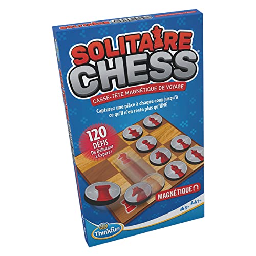 Ravensburger - Juego de lógica magnética - Thinkfun - Solitaire Chess - 120 desafíos - 1 Jugador a Partir de 8 años - Versión de Viaje - 76517 - Versión Francesa