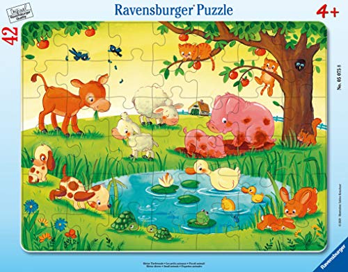 Ravensburger- Pequeños Amantes de los Animales Rompecabezas con Marco de 30-48 Piezas, Color Teal/Turquoise Green (05075)