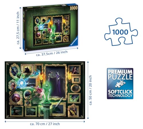 Ravensburger Puzzle 1000 Piezas, Villainous, Maléfica, Puzzle Disney, Rompecabezas Ravensburger de Calidad, Villanos Puzzle, Edad Recomendada 12+