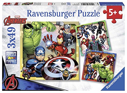 Ravensburger - Puzzle Avengers, Colección 3 x 49, 3 Puzzle de 49 Piezas, Puzzle para Niños, Edad Recomendada 5+ Años