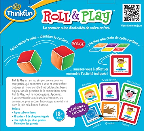Ravensburger ThinkFun – Roll & Play – Juego de Despertar – Educativo – El Primer Cubo de Actividades de tu Hijo – 1 Jugador o más – a Partir de 18 Meses 76480 – Versión Francesa