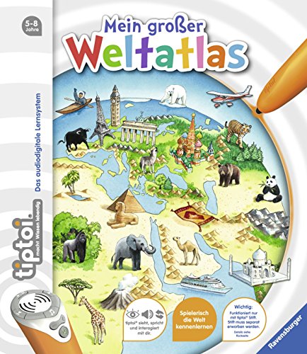 Ravensburger tiptoi Atlas / Libro Mi gran Weltatlas + Niños Mapa del mundo - Países, Animales, Continentes
