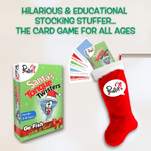 Really?! Juego de cartas de Santa's Tongue Twisters, juegos de Navidad para familias, divertida idea de relleno de calcetines, juego de fiesta de vacaciones para niños y adultos, regalos educativos de