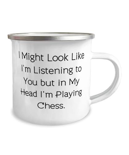 Regalos de ajedrez inapropiados, I Might Look Like I'm Listening to You, divertido cumpleaños de 12 onzas taza de campista regalos para amigos de amigos, juegos de ajedrez baratos, juegos de ajedrez