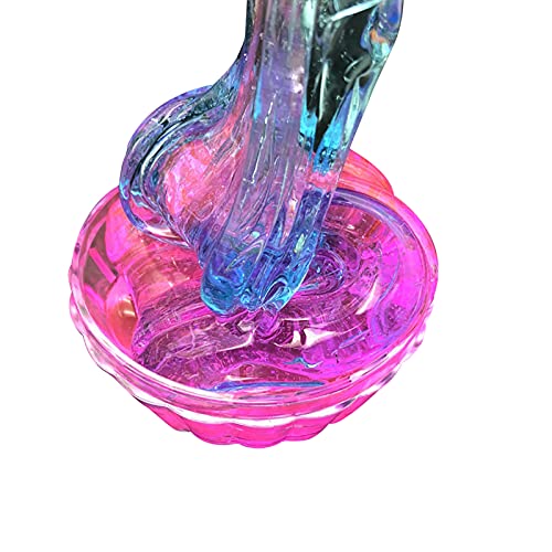 Remorui 1 caja/60g Galaxy Crystal Slime Modelado Arcilla de barro elástica transparente Alivio del estrés Slime Juguete para niños, rosa + azul