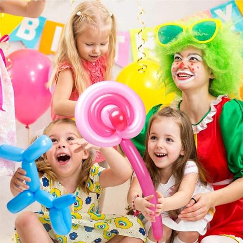 Remorui Juego de 100 globos de modelado de colores surtidos para cumpleaños, bodas, festivales, payasos, decoraciones de fiesta, multicolor
