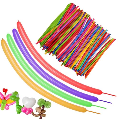Remorui Juego de 100 globos de modelado de colores surtidos para cumpleaños, bodas, festivales, payasos, decoraciones de fiesta, multicolor