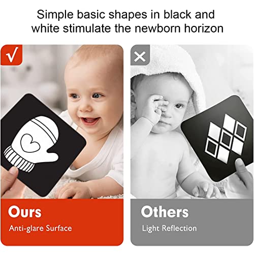 REQAG 36 Pages Tarjetas Negras y Blancas para Bebés Juguetes Bebes 0-3 Meses Regalos para Recién Nacidos Tarjetas Flash Tarjetas Flashcards Tarjeta Visual de Alto Contraste