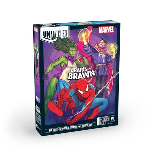 Restoration Games Unmatched Marvel Brains and Brawn - Juego de combate táctico con Doctor Strange, She-Hulk y Spider-Man
