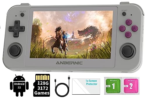 RG505 Consolas de Juegos Portátil , Android 12 System 4.95 Inch OLED Touch Screen with 128G TF Card 3172 Games Support 5G WiFi 5.0 Bluetooth