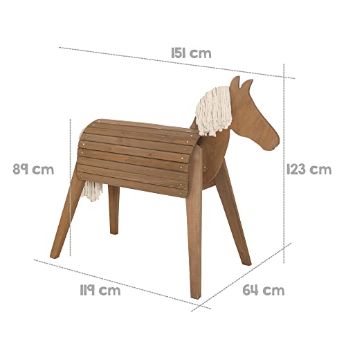 roba Caballo de Jardín para Niños en Madera Maciza - Caballo de Equitación - Muebles para Jugar al Aire Libre - Teca