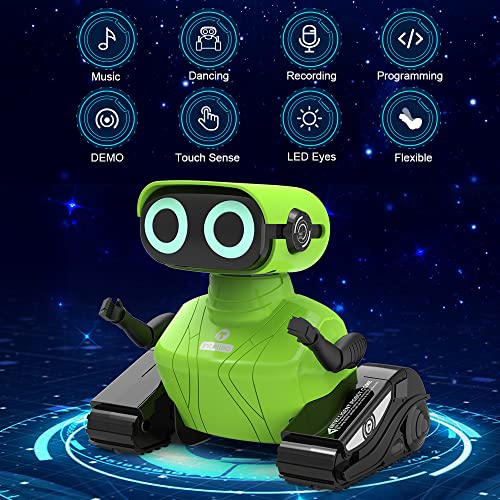 Robot de Juguete Teledirigido 2.4GHz Juguete Control Remoto para Niños con Ojos LED Brillantes, Sonidos Divertidos y Movimientos de Baile, Dispone de Batería Recargable [Edad 4-7 Años] - Verde
