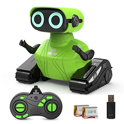Robot de Juguete Teledirigido 2.4GHz Juguete Control Remoto para Niños con Ojos LED Brillantes, Sonidos Divertidos y Movimientos de Baile, Dispone de Batería Recargable [Edad 4-7 Años] - Verde