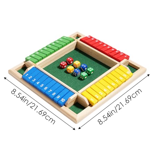 ROCKIA Juego Shut The Box: juegos de dados de madera, juegos de mesa, 2-4 jugadores, mejora las habilidades matemáticas y de toma de decisiones para aprender más, proporcionando entretenimiento