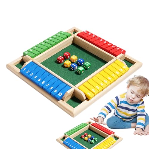 ROCKIA Juego Shut The Box: juegos de dados de madera, juegos de mesa, 2-4 jugadores, mejora las habilidades matemáticas y de toma de decisiones para aprender más, proporcionando entretenimiento