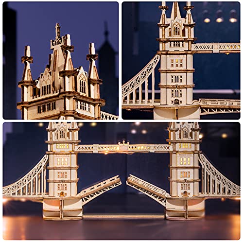 Rolife Puzzle 3D Madera Antiguo Maquetas para Montar para Construir Adultos Niñas Puente de la Torre 113 Piezas, Tower Bridge, Sin Pilas en el Paquete