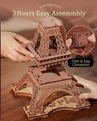 Rolife Torre Eiffel con Luz Modelo Kits-Puzzle 3D Maquetas para Construir Montar Adultos -Arquitectura Kits de Construcción(TGL01)