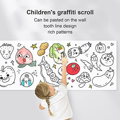 Rollo de graffiti para niños, papel autoadhesivo de 120 x 12 pulgadas que puede quitar la pared sucia, la pintura creativa para niños está llena de color, la línea dentada es fácil de graffiti en