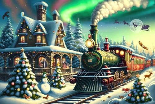 Rompecabezas de madera de 300 piezas, el tren expreso de Navidad para adultos, juegos de diversión familiar para Navidad, fabricado en Gran Bretaña