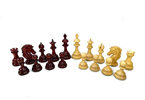 ROOGU Royal Valencia PADAUK - Juego de piezas de ajedrez hechas a mano de madera de la India