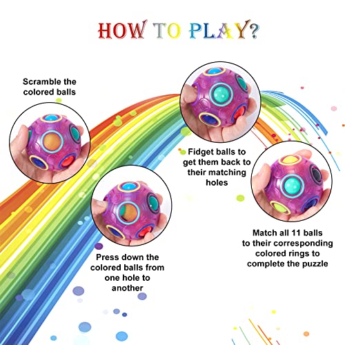 ROXENDA Magic Ball Rainbow Ball, Juego de Habilidad Bola de Rompecabezas - Cerebro Teaser y Bola de Estrés para Niños y Adultos (Púrpura)