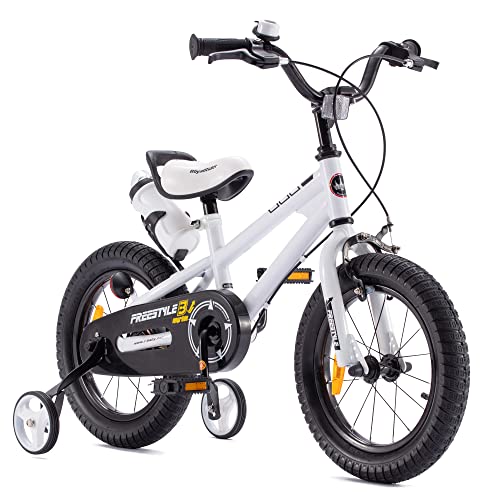Royal Baby Bicicletas Infantiles niña niño Freestyle BMX Ruedas auxiliares Bicicleta para niños 12 Pulgadas Blanco
