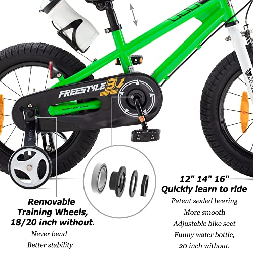 RoyalBaby Bicicletas Infantiles niña niño Freestyle BMX Ruedas auxiliares Bicicleta para niños 12 Pulgadas Verde