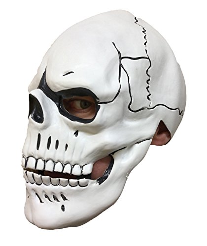 Rubber Johnnies TM Blanco Calavera Esqueleto Máscara, Completa Látex, Día De Los Muertos, Dia De Los Muertos, Bond