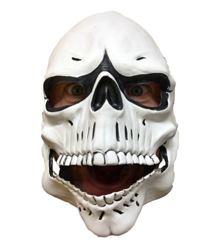 Rubber Johnnies TM Blanco Calavera Esqueleto Máscara, Completa Látex, Día De Los Muertos, Dia De Los Muertos, Bond