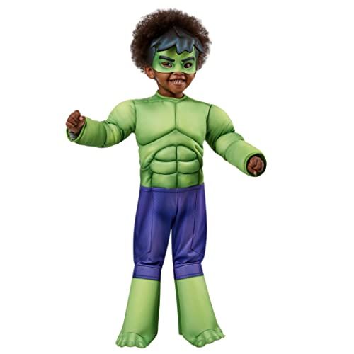 Rubies Disfraz Hulk Preschool para niños y niñas, Jumpsuit, cubrebotas y máscara, Oficial Marvel Spidey & Friends para halloween, carnaval, navidad y cumpleaños