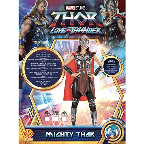 Rubies Disfraz Mighty Thor Deluxe para mujer, Thor Love & Thunder, con Top, pantalones, máscara, capa y accesorios para brazos, para halloween, carnaval, navidad y cumpleaños, 301473m