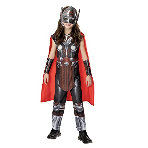 Rubies Disfraz Mighty Thor Deluxe para niñas y niños, Thor Love Thunder con Top, pantalones, máscara, capa y accesorios para brazos, Oficial Marvel, para carnaval, 3014729-10