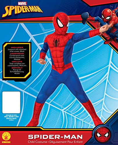 RUBIES – Marvel Oficial – Disfraz infantil clásico Spider-Man – Talla 5-6 años – Traje completo con máscara y cubierta de calzado.