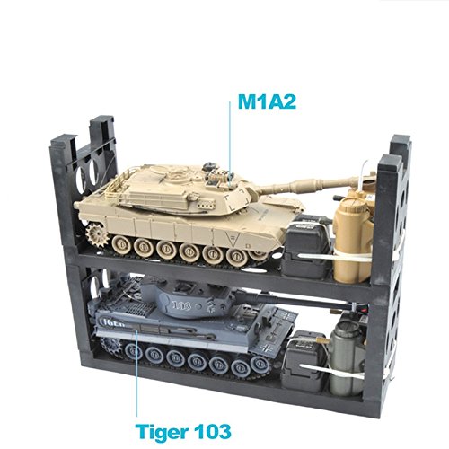 s-idee® 22001 2 tanques de batalla 99822 1:28 con sistema de combate por infrarrojos integrado, 2,4 Ghz RC Tanque teledirigido Tanque de cadena vehículo de cadena IR, función de disparo de luz, nuevo
