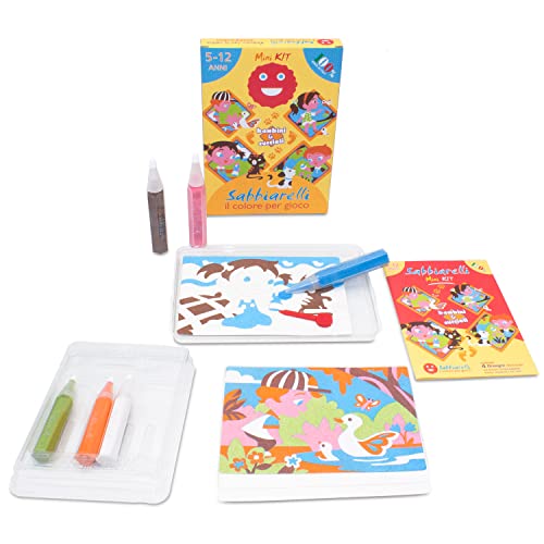 Sabbiarelli Sand-it For Fun Kit Niños y Cachorros - Set Trabajos Creativos: Colorear con Arena Todos los Personajes Divertidos, Idea de Regalo de Cumpleaños Niños Años 5+