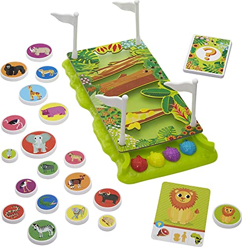 Safari Sprint Fisher-Price Kids Pre-School Game with Jungle-Themed Track, Hedgehog Pieces and Cards with African Animal Facts, 2 to 4 Players, Gift for Ages 3 Years & Older