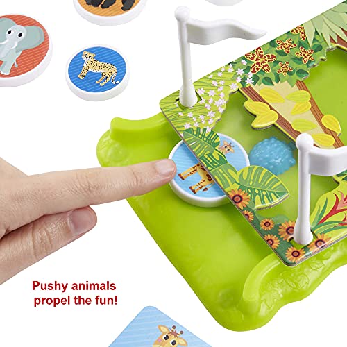 Safari Sprint Fisher-Price Kids Pre-School Game with Jungle-Themed Track, Hedgehog Pieces and Cards with African Animal Facts, 2 to 4 Players, Gift for Ages 3 Years & Older