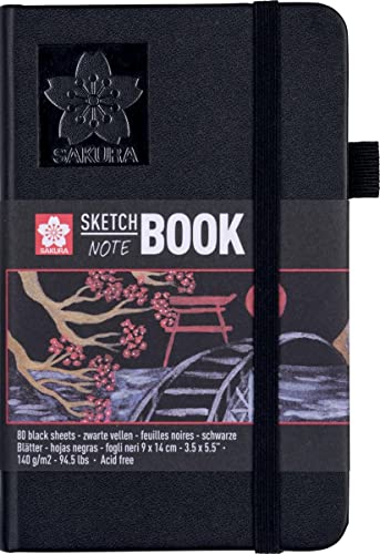 SAKURA - Cuaderno de bocetos, 90 x 140 mm, color negro