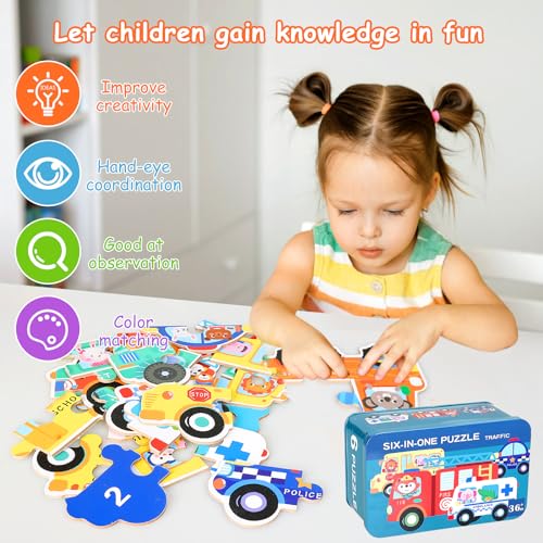 SAMISO Puzzle de Madera,Juguetes Montessori Puzzle,Rompecabezas de Madera Juego de Cerebro,para Niños de 1 2 3 4 5 Años Montessori Educativos Regalos 3D Patrón Puzles