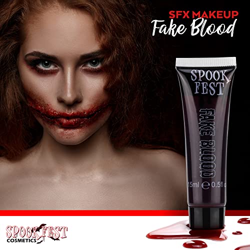 Sangre Falsa Special FX Pro 15ml Maquillaje de terror para vampiros, zombis, teatro, efectos especiales, sangre realista de Halloween (5 tubos de 15 ml)