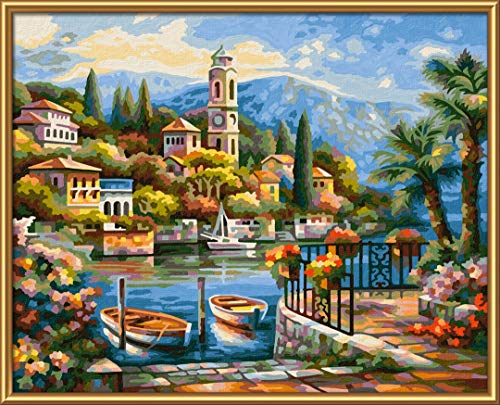 Schipper 609240798 - Pintura por números en el Lago de como, Pinturas para Adultos, Incluye Pinceles y Pinturas acrílicas, 24 x 30 cm