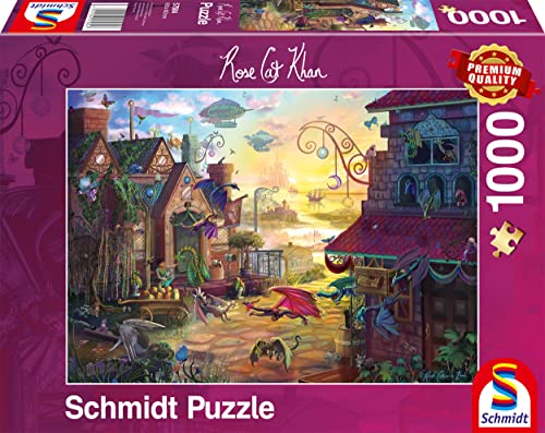Schmidt Spiele 57584 Rose Cat Khan, Diseño de dragón, Puzzle de 1000 Piezas, Rompecabezas, Normal
