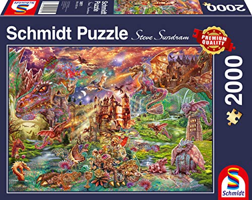 Schmidt Spiele 58971 - Puzzle de 2000 Piezas, diseño de El Tesoro de los Dragones