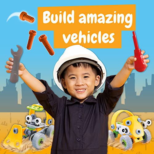 Science4you-Juego Laboratorio de Mecanica para Niños: Tractor y Coche para Montar con Herramientas de Juguete-Juegos de Construccion Steam +4 Años (80003542)