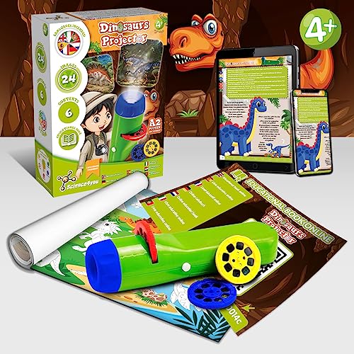 Science4you Linterna para Niños 4+ Años - Proyector de Dibujos y Linterna Infantil con Dinosaurios, Set Ciencia, Juguete Jurasico Educativo