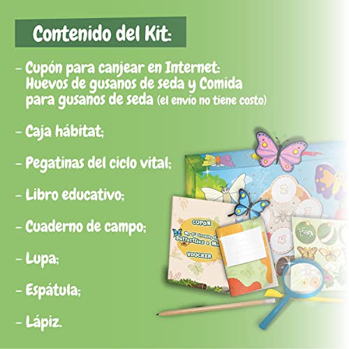 Science4you Mi Primer Kit de Gusanos de Seda - Aprende sobre Mariposas y Haz Crecer Tus Gusanos de Seda - Juguete Educativo para Niños 4 5 6 7 8+ años, 80003326